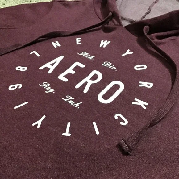 Aeropostale Women's Hoodie Medium Maroon Super Soft Inside Pullover - Picture 9 of 9